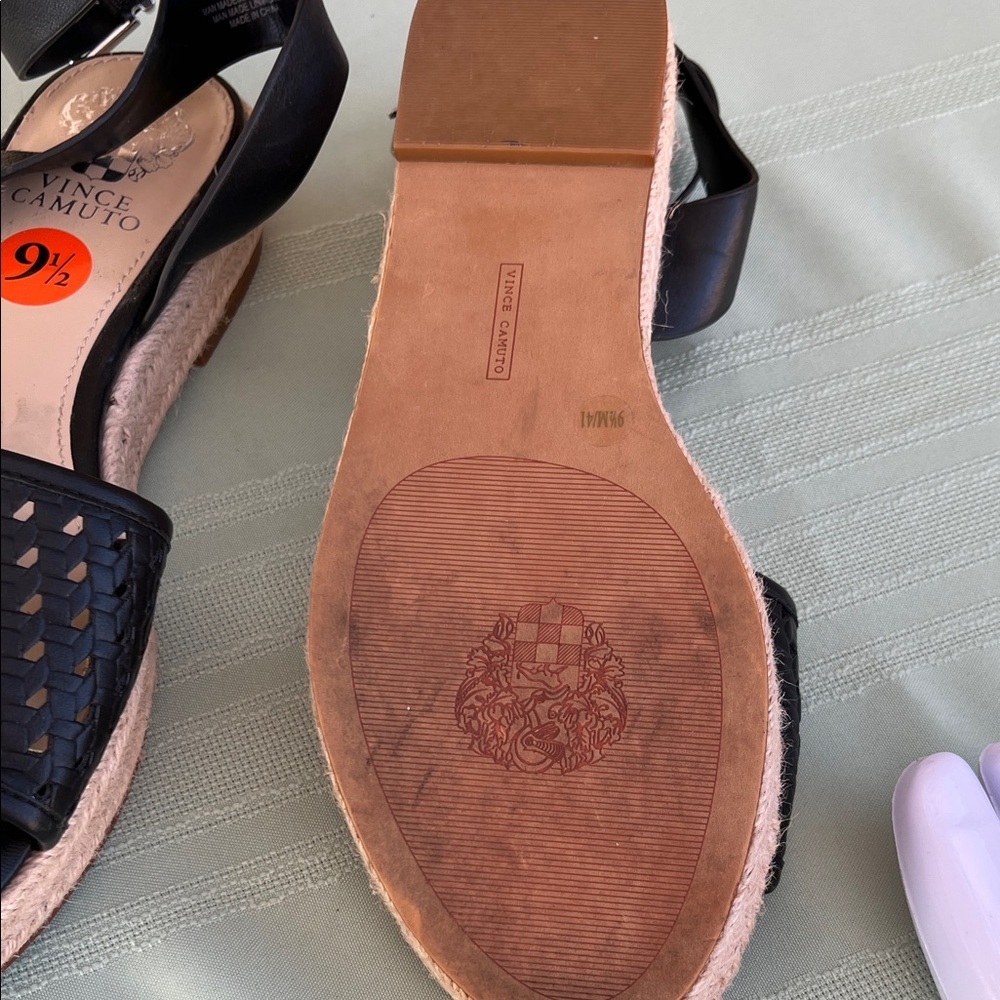 Vince Camuto Black Espadrille Wedge Sandals - Picture 6 of 6
